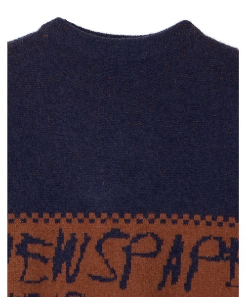 Ameri（アメリ）の「NEWS PAPER JACQUARED KNIT TOP（ニット