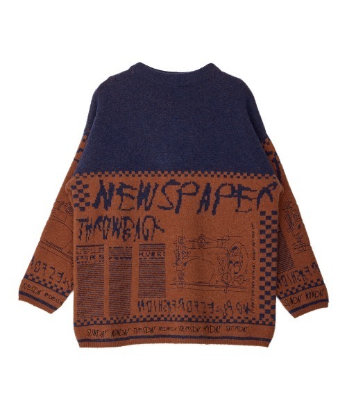 Ameri（アメリ）の「NEWS PAPER JACQUARED KNIT TOP（ニット