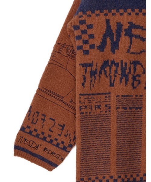 Ameri♡ NEWS PAPER JACQUARED KNIT TOP AMERI NEWS PAPER JACQUARD KNIT TOP