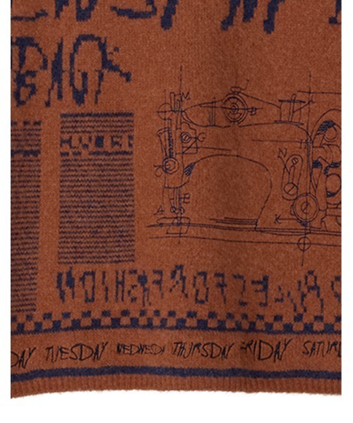 Ameri♡ NEWS PAPER JACQUARED KNIT TOP AMERI NEWS PAPER JACQUARD KNIT TOP