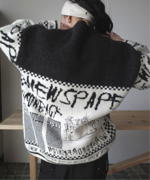 NEWS PAPER JACQUARED KNIT TOP（ニット/セーター）｜Ameri（アメリ