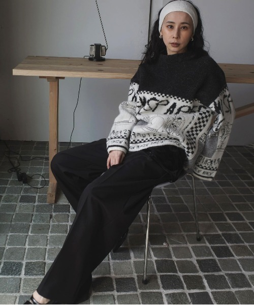 NEWS PAPER JACQUARED KNIT TOP（ニット/セーター）｜Ameri（アメリ