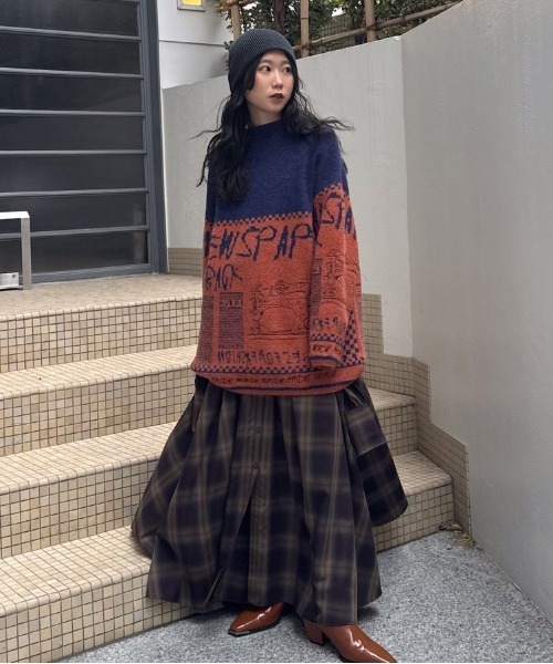 AMERI NEWS PAPER JACQUARED KNIT TOP✨ AMERI NEWS PAPER JACQUARED KNIT TOP