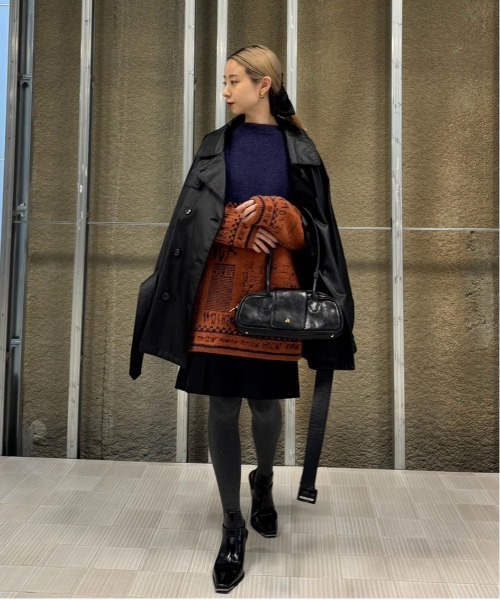 Ameri（アメリ）の「NEWS PAPER JACQUARED KNIT TOP（ニット