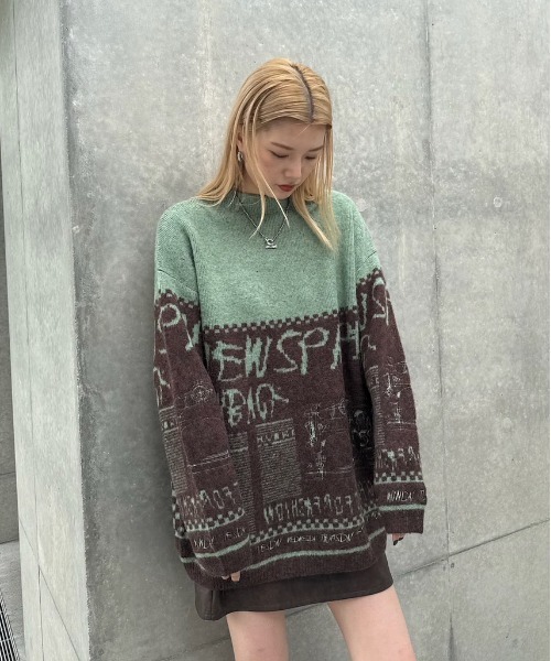NEWS PAPER JACQUARED KNIT TOP（ニット/セーター）｜Ameri（アメリ