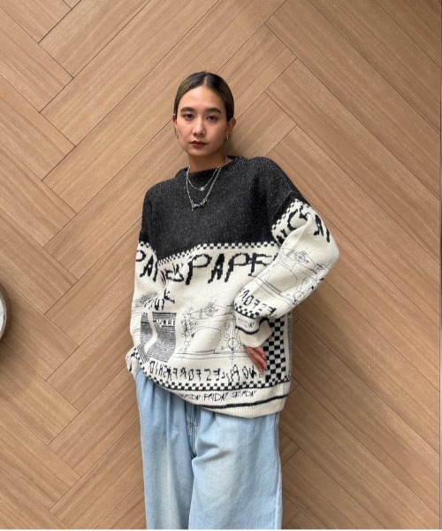 NEWS PAPER JACQUARED KNIT TOP（ニット/セーター）｜Ameri（アメリ