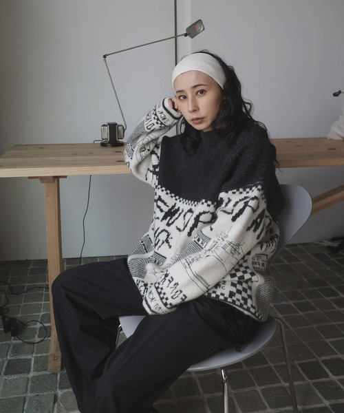 NEWS PAPER JACQUARED KNIT TOP（ニット/セーター）｜Ameri（アメリ