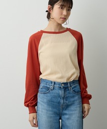 Lipoy（リポイ）の「透かし編みラグラン配色ロンT（Tシャツ/カットソー）」