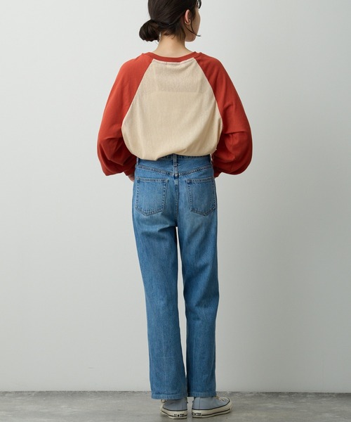 Lipoy（リポイ）の「透かし編みラグラン配色ロンT（Tシャツ/カットソー・レディース・ブルー/ホワイト/オレンジ・FREE）」の17枚目の写真