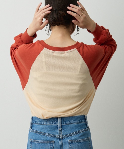 Lipoy（リポイ）の「透かし編みラグラン配色ロンT（Tシャツ/カットソー・レディース・ブルー/ホワイト/オレンジ・FREE）」の14枚目の写真