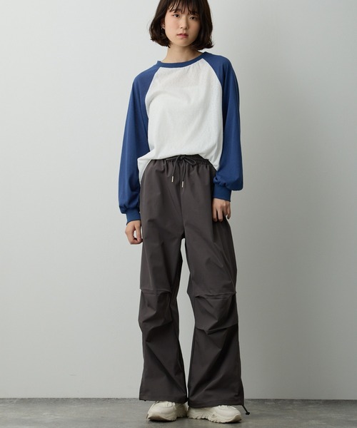 透かし編みラグラン配色ロンT（Tシャツ/カットソー）｜Lipoy（リポイ  