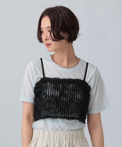 LEPSIM（レプシィム）の「ニュアンス柄レーシーキャミ　572901（キャミソール・レディース・ブラック/チャコールグレー/オフホワイト/ライトベージュ・FREE）」の3枚目の写真