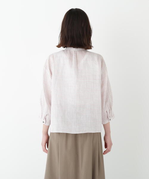 human woman(ヒューマンウーマン)の「◆ラミーバンドカラーチェックシャツブラウス(シャツ/ブラウス・レディース・ピンク系その他3・MEDIUM)」の7枚目の写真