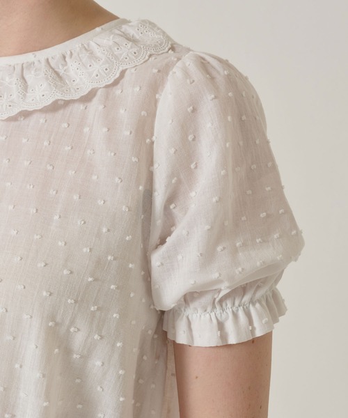 TINA:JOJUN(ティーナジョジュン)の「ウエスト ドロスト半袖ブラウス TINA:JOJUN(シャツ/ブラウス・レディース・ホワイト/ブラック・M)」の4枚目の写真