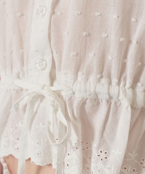 TINA:JOJUN(ティーナジョジュン)の「ウエスト ドロスト半袖ブラウス TINA:JOJUN(シャツ/ブラウス・レディース・ホワイト/ブラック・M)」の3枚目の写真