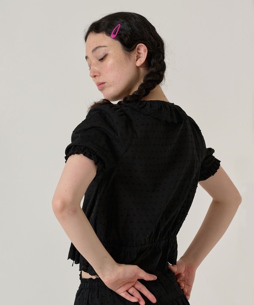 TINA:JOJUN(ティーナジョジュン)の「ウエスト ドロスト半袖ブラウス TINA:JOJUN(シャツ/ブラウス・レディース・ホワイト/ブラック・M)」の19枚目の写真