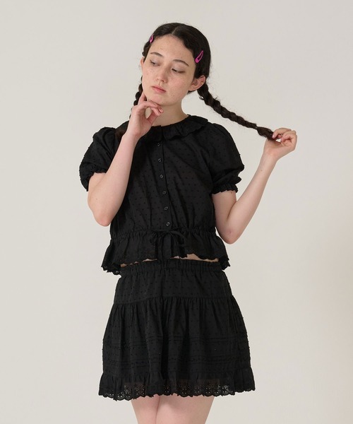 TINA:JOJUN(ティーナジョジュン)の「ウエスト ドロスト半袖ブラウス TINA:JOJUN(シャツ/ブラウス・レディース・ホワイト/ブラック・M)」の18枚目の写真