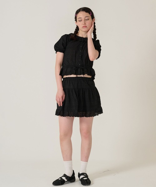 TINA:JOJUN(ティーナジョジュン)の「ウエスト ドロスト半袖ブラウス TINA:JOJUN(シャツ/ブラウス・レディース・ホワイト/ブラック・M)」の15枚目の写真