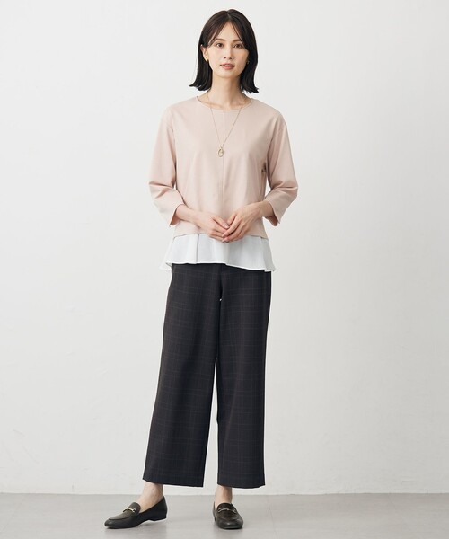 J.PRESS Ladies(J.プレス レディス)の「アルガンシルク チェック クロップド パンツ(その他パンツ・レディース・グレー系3/ライトグレー系3・S/XS/XXS)」の5枚目の写真