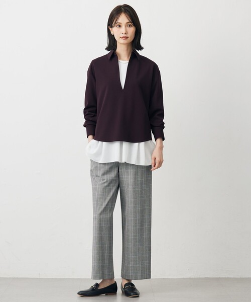 J.PRESS Ladies(J.プレス レディス)の「アルガンシルク チェック クロップド パンツ(その他パンツ・レディース・グレー系3/ライトグレー系3・S/XS/XXS)」の7枚目の写真