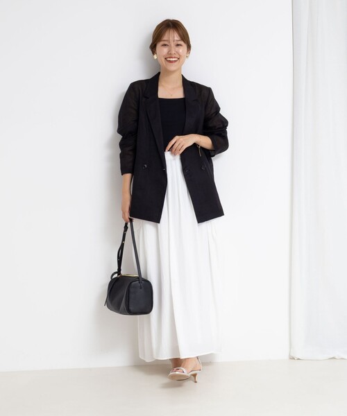 NOLLEY’S（ノーリーズ）の「ウォッシャブルシアーラミーダブルジャケット（テーラードジャケット・レディース・ブラウン/ブラック・38）」の19枚目の写真