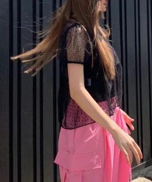 ショー掲載品✨カネコイサオ ドットチュール ピコフリル セットアップレイヤード New arrival 8.29(thu) 12:00】 ドットが可愛いチュールトップス