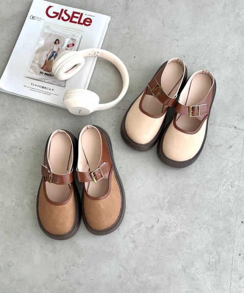 SOLLON.(ソルロン)の「ベルトストラップ厚底サボシューズ(スリッポン・レディース・ブラウン/ベージュ・23.5cm/24.5cm)」の3枚目の写真