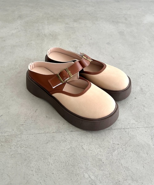 SOLLON.(ソルロン)の「ベルトストラップ厚底サボシューズ(スリッポン・レディース・ブラウン/ベージュ・23.5cm/24.5cm)」の15枚目の写真