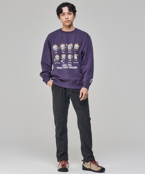 KRIFF MAYER（クリフメイヤー）の「チルタイム裏起毛クルー(顔)（スウェット・メンズ・パープル/チャコール/カラフル/グリーン/グレー/ナチュラル・X-LARGE/LARGE/MEDIUM）」の8枚目の写真