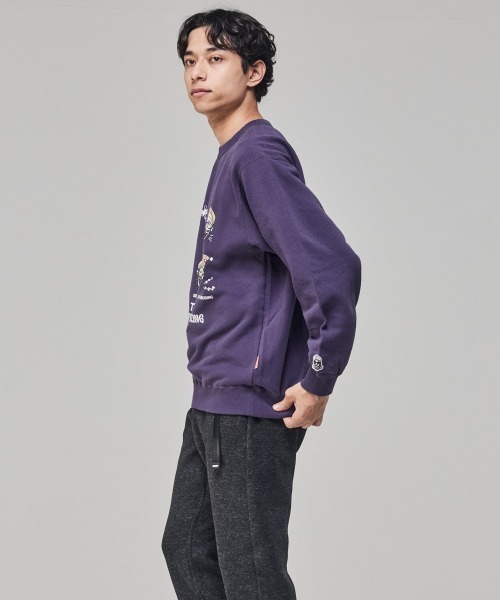 KRIFF MAYER（クリフメイヤー）の「チルタイム裏起毛クルー(顔)（スウェット・メンズ・パープル/チャコール/カラフル/グリーン/グレー/ナチュラル・X-LARGE/LARGE/MEDIUM）」の9枚目の写真