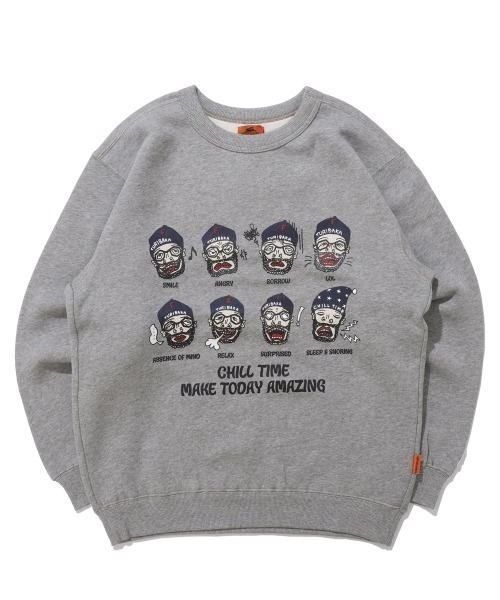 KRIFF MAYER（クリフメイヤー）の「チルタイム裏起毛クルー(顔)（スウェット・メンズ・パープル/チャコール/カラフル/グリーン/グレー/ナチュラル・X-LARGE/LARGE/MEDIUM）」の18枚目の写真