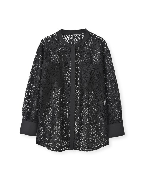 marjour(マージュール)の「LACE COMBINATION SHEER SHIRT(シャツ/ブラウス・レディース・オフホワイト/ブラック・M)」の1枚目の写真