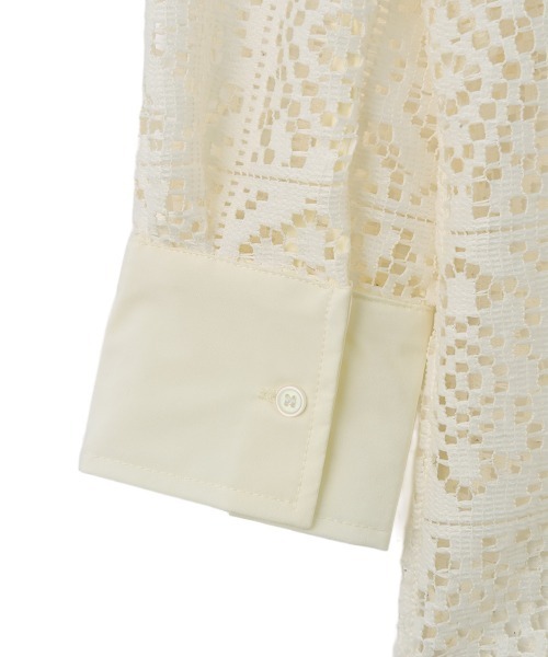 marjour(マージュール)の「LACE COMBINATION SHEER SHIRT(シャツ/ブラウス・レディース・オフホワイト/ブラック・M)」の4枚目の写真