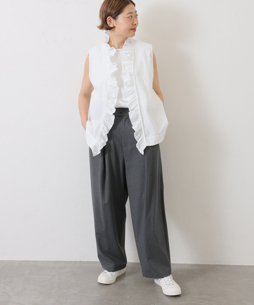 JOURNAL STANDARD LUXE(ジャーナルスタンダード ラックス)の「TRストレッチ 1タックパンツ(スラックス・レディース・チャコールグレー/ネイビー・SMALL/MEDIUM)」の10枚目の写真