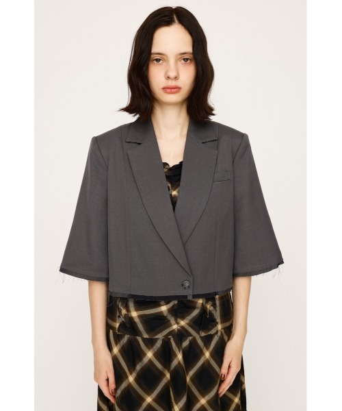 SLY（スライ）の「CROP MANISH TAILOR JK クロップ マニッシュ テイラージャケット 秋服（テーラードジャケット・レディース・ネイビー系/杢グレー・FREE）」の11枚目の写真