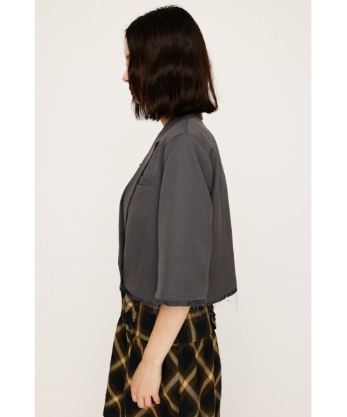 SLY（スライ）の「CROP MANISH TAILOR JK クロップ マニッシュ テイラージャケット 秋服（テーラードジャケット・レディース・ネイビー系/杢グレー・FREE）」の12枚目の写真