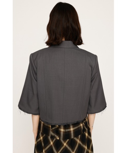 SLY（スライ）の「CROP MANISH TAILOR JK クロップ マニッシュ テイラージャケット 秋服（テーラードジャケット・レディース・ネイビー系/杢グレー・FREE）」の13枚目の写真