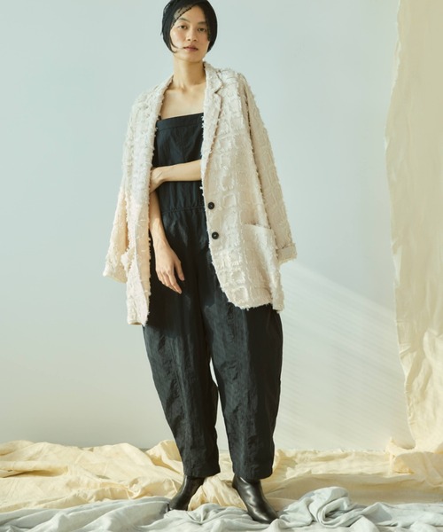 Libra Cue(リブラ キュー)の「バレルシルエットオールインワン(サロペット/オーバーオール・レディース・ベージュ/ブラック・FREE)」の21枚目の写真