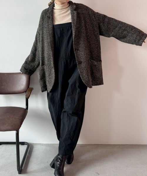 Libra Cue(リブラ キュー)の「バレルシルエットオールインワン(サロペット/オーバーオール・レディース・ベージュ/ブラック・FREE)」の20枚目の写真