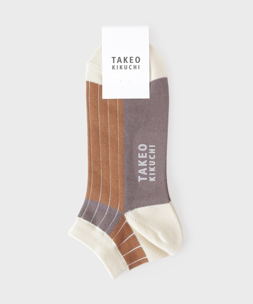 TAKEO KIKUCHI（タケオキクチ）の「カラーブロックショートソックス（ソックス/靴下・メンズ・ダークブラウン系4/ホワイト系7/ターコイズブルー系5・00）」の2枚目の写真
