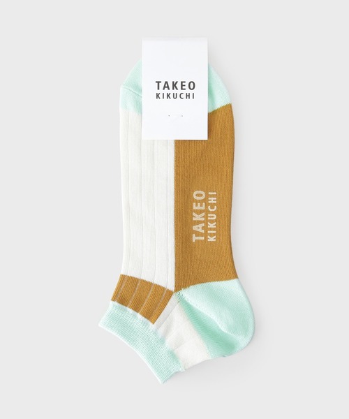 TAKEO KIKUCHI（タケオキクチ）の「カラーブロックショートソックス（ソックス/靴下・メンズ・ダークブラウン系4/ホワイト系7/ターコイズブルー系5・00）」の4枚目の写真