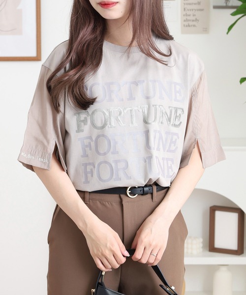 EGLANTINE(エグランティーヌ)の「EGLANTINE ロゴスパンコール半袖カットソー(Tシャツ/カットソー・レディース・サンドベージュ/ブラック/レンガ/ダークブラウン・38)」の22枚目の写真