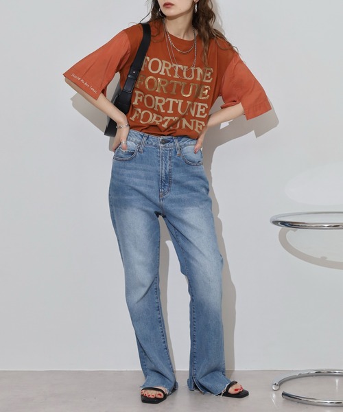 EGLANTINE(エグランティーヌ)の「EGLANTINE ロゴスパンコール半袖カットソー(Tシャツ/カットソー・レディース・サンドベージュ/ブラック/レンガ/ダークブラウン・38)」の15枚目の写真