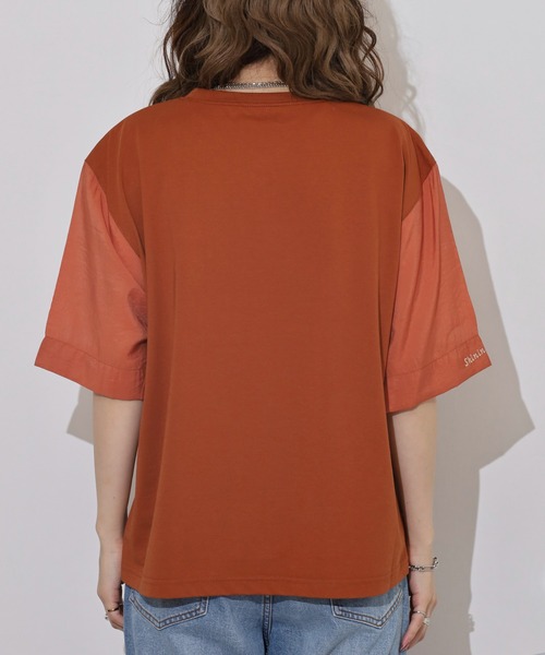 EGLANTINE(エグランティーヌ)の「EGLANTINE ロゴスパンコール半袖カットソー(Tシャツ/カットソー・レディース・サンドベージュ/ブラック/レンガ/ダークブラウン・38)」の6枚目の写真