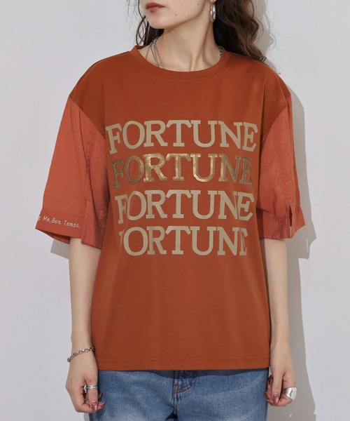 EGLANTINE(エグランティーヌ)の「EGLANTINE ロゴスパンコール半袖カットソー(Tシャツ/カットソー・レディース・サンドベージュ/ブラック/レンガ/ダークブラウン・38)」の16枚目の写真