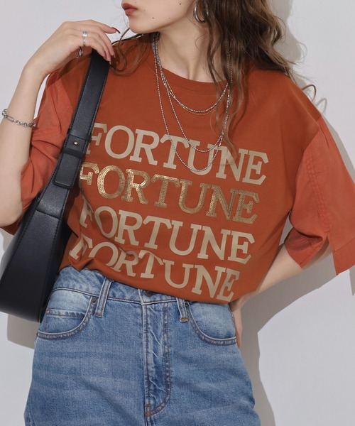 EGLANTINE(エグランティーヌ)の「EGLANTINE ロゴスパンコール半袖カットソー(Tシャツ/カットソー・レディース・サンドベージュ/ブラック/レンガ/ダークブラウン・38)」の13枚目の写真