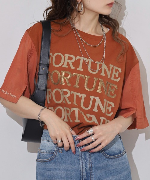EGLANTINE(エグランティーヌ)の「EGLANTINE ロゴスパンコール半袖カットソー(Tシャツ/カットソー・レディース・サンドベージュ/ブラック/レンガ/ダークブラウン・38)」の14枚目の写真