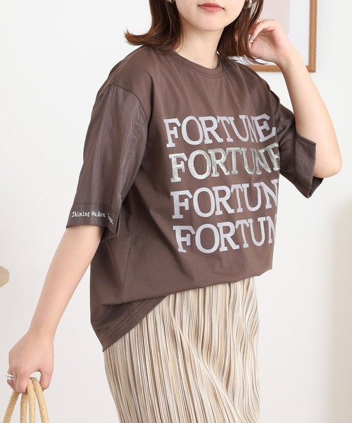 EGLANTINE(エグランティーヌ)の「EGLANTINE ロゴスパンコール半袖カットソー(Tシャツ/カットソー・レディース・サンドベージュ/ブラック/レンガ/ダークブラウン・38)」の17枚目の写真