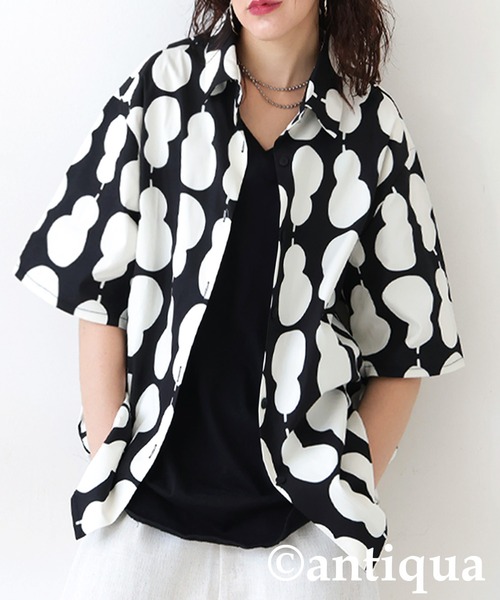 antiqua(アンティカ)の「ひょうたん柄シャツ(シャツ/ブラウス・レディース・ブラック・ONESIZE)」の1枚目の写真