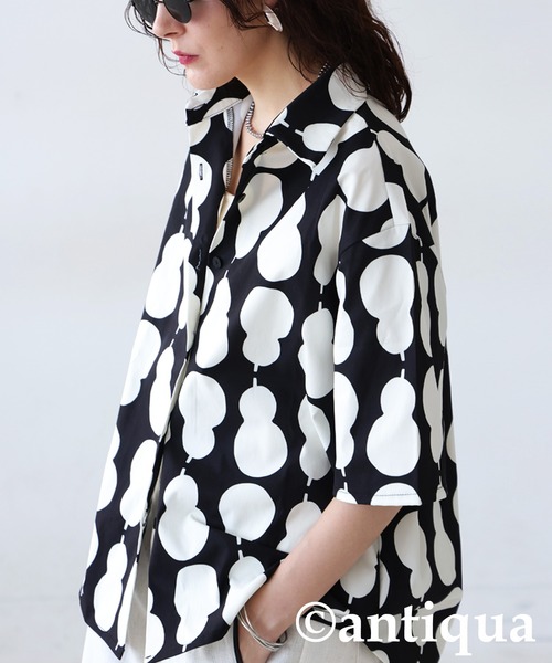 antiqua(アンティカ)の「ひょうたん柄シャツ(シャツ/ブラウス・レディース・ブラック・ONESIZE)」の3枚目の写真